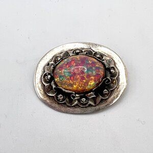 925 Dichroic Glass Vintage Artisian Brooch